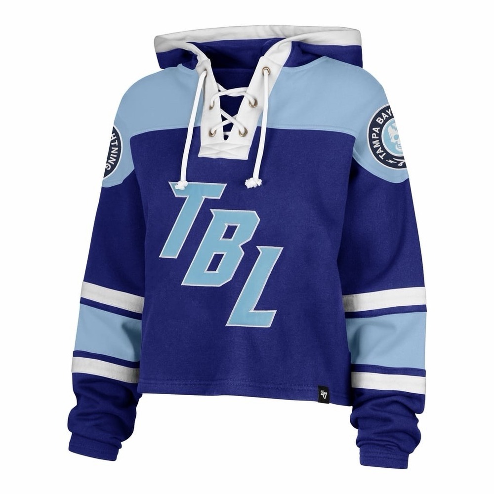 Tampa Bay Lightning 47 Brand Women's XL Superior Lacer Cropped Hoodie Sweatshirt